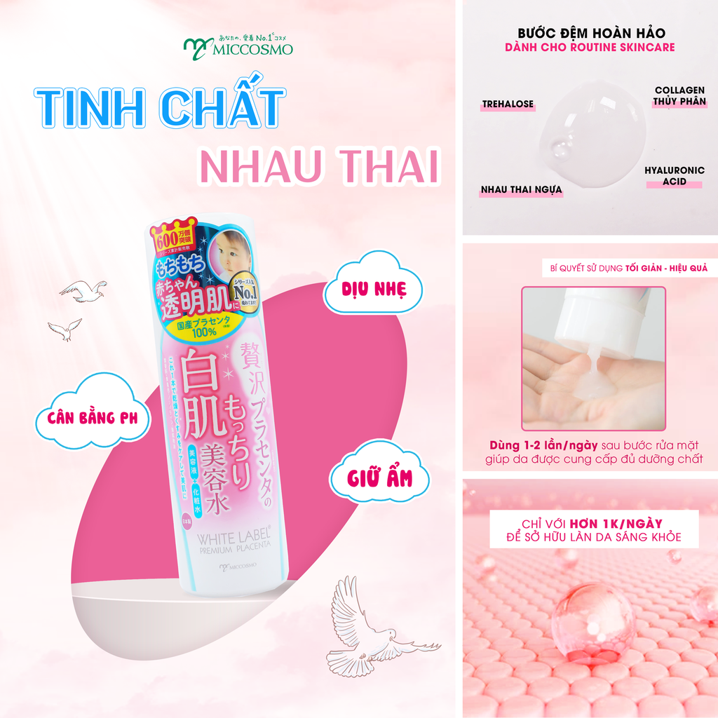 Tinh chất cấp ẩm MICCOSMO WHITE LABEL PREMIUM PLACENTA ESSENCE 180ml