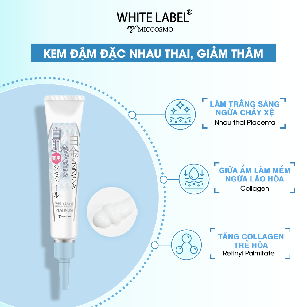 Kem trị nám MICCOSMO WHITE LABEL PLATINUM PLACENTA WHITENING CREAM 20g