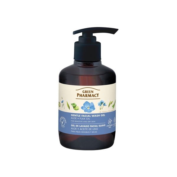 Gel rửa mặt Green Pharmacy lô hội và dầu hạt lanh 270ml - Dành cho da khô và da nhạy cảm