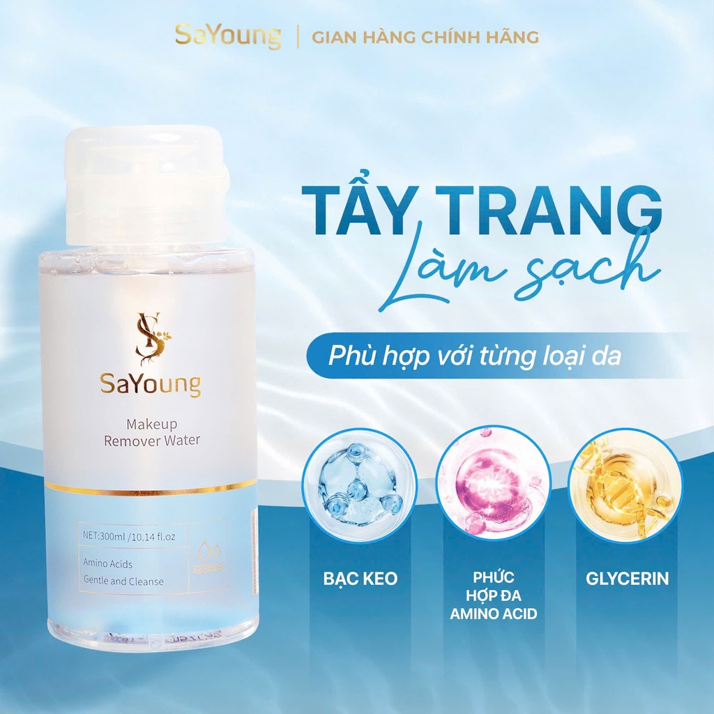  Nước Tẩy trang SaYoung 300ml Hồ Trợ Làm Sạch & Dưỡng Ẩm SaYoung Makeup Remover (lỗi???)
