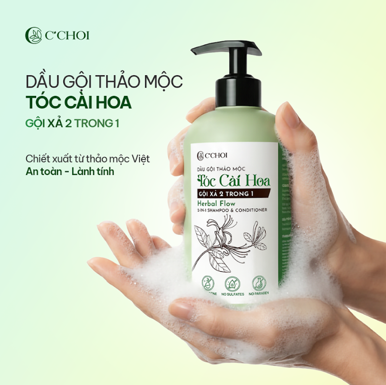 Dầu Gội Thảo Mộc Tóc Cài Hoa - Gội Xả 2 trong 1 C'Choi 