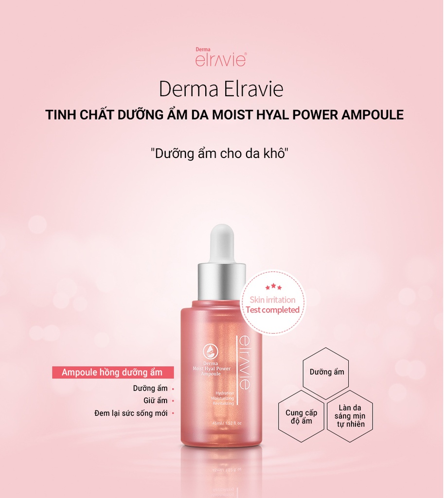Tinh Chất Cấp Ẩm Chuyên Sâu, Trắng Khỏe Cho Da Khô Elravie Moist Hyal Power Ampoule 45ml