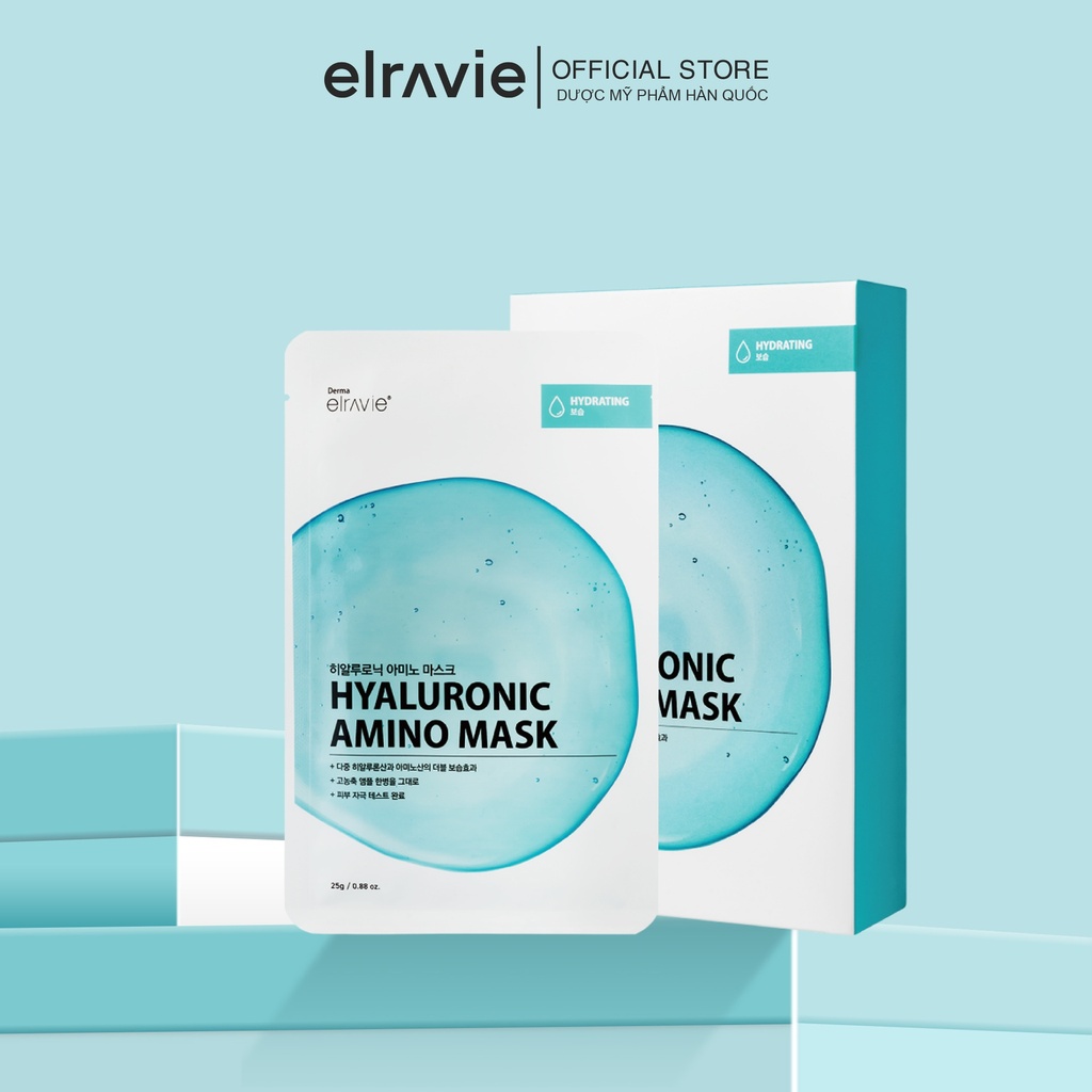 [Combo 10 Miếng] Mặt Nạ Hàn Quốc Dưỡng Ẩm Phục Hồi Dịu Nhẹ Elravie Hyaluronic Amino Mask 1 Chiếc 25g