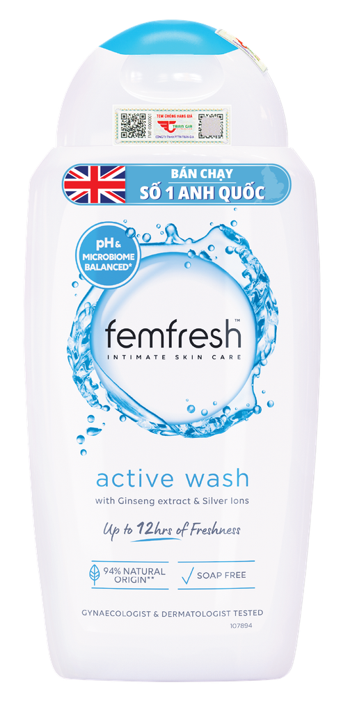 Dung dịch vệ sinh phụ nữ cao cấp Femfresh Active Fresh Wash 250ml (Xanh dương)
