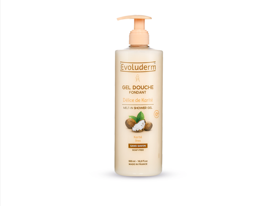 Gel tắm thiên nhiên thuần chay Evoluderm tinh chất bơ hạt mỡ 500ml
