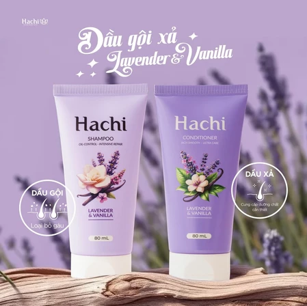 Gội Xả Hachi Lavender & Vanilla hỗ trợ làm sạch và dưỡng tóc chắc khoẻ suôn mượt 80ml