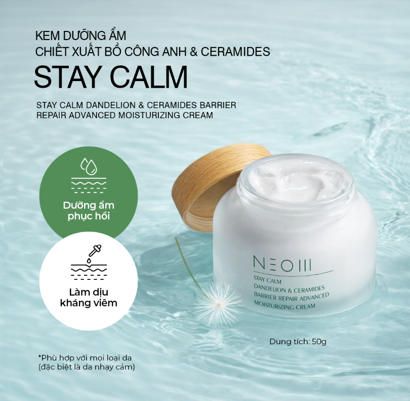 Kem Dưỡng Ẩm Neom Stay Calm Chiết Xuất Bồ Công Anh & Ceramides Barrier Repair Advanced