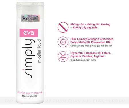 Eva Simply Micellar Liquid 200ml - Nước Micellar tẩy trang Mặt-Mắt