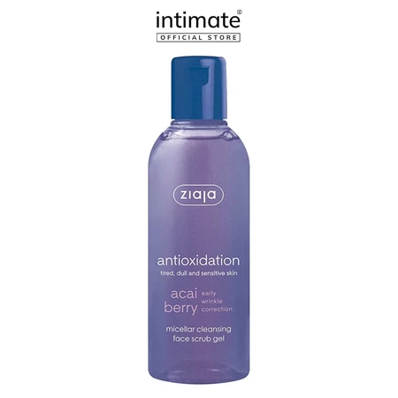 Ziaja Acai Berry Antioxidation Micellar Cleansing Face Scrub Gel 200ml - Gel Micellar rửa mặt Chống Oxy hóa chứa hạt massage