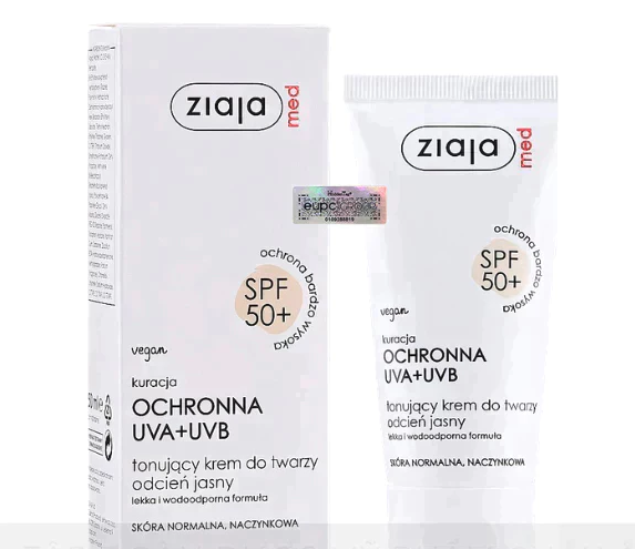 Ziaja Med Tonujacy Krem do Twary Odcien Jasny SPF 50+ 50ml - Kem nền chống nắng SPF50+ chịu nước dành cho da nhạy cảm