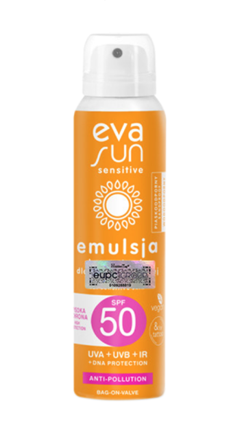Eva Sun Sensitive Sun Lotion for Sensitive Skin SPF50 UVA+UVB+IR+DN A Protection 120ml - Nhũ tương chống nắng chịu nước dạng xịt SPF50 dành cho da nhạy cảm