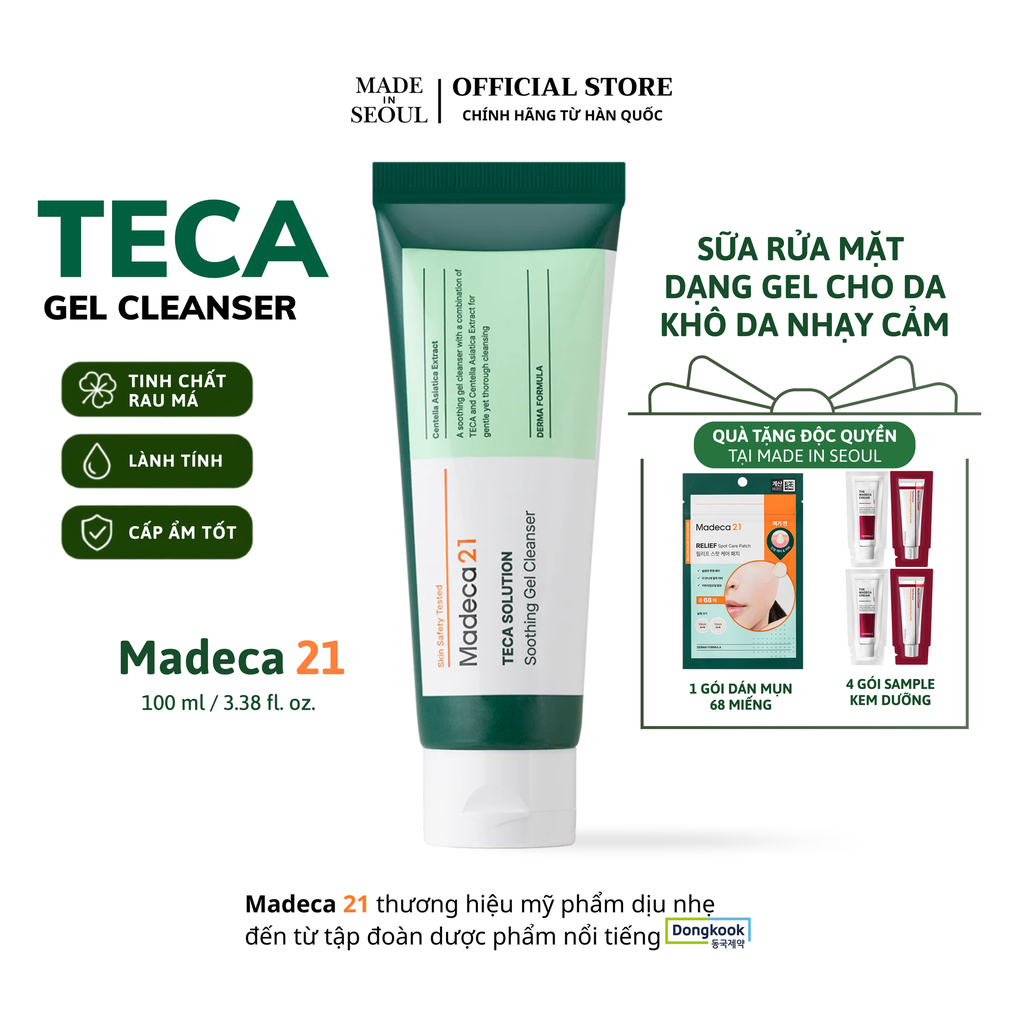 Sữa rửa mặt Madeca21 TECA SOLUTION SOOTHING GEL CLEANSER 100 ml