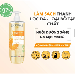 Gel rửa mặt Vitamin C thiên nhiên thuần chay Evoluderm cho da trắng sáng 500ml
